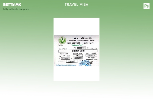 Модерен стил шаблон за виза за Мавританија Рабат